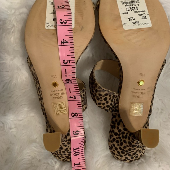 STUART WEITZMAN Lyla ladies cheetah print suede mule high heel sandals Size 11.5 - Picture 8 of 10